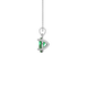 Side profile, white gold emerald green pendant, classic basket gallery.