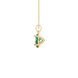 Side profile, yellow gold emerald green pendant, classic basket gallery.