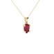 Side profile, yellow gold raspberry red pendant, classic basket gallery.