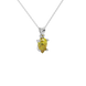 Close-up canary yellow gemstone, white gold classic basket.