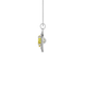 Side profile, white gold canary yellow pendant, falling edge halo gallery.