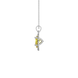 Side profile, white gold canary yellow pendant, french pavé halo gallery.
