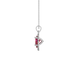 Side profile, white gold raspberry red pendant, french pavé halo gallery.