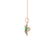 Side profile, rose gold emerald green pendant, french pavé halo gallery.