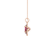Side profile, rose gold raspberry red pendant, french pavé halo gallery.