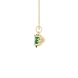 Side profile, yellow gold emerald green pendant, lotus basket gallery.