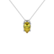 Pear shape canary yellow gemstone pendant, white gold pavé basket setting.