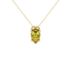 Pear shape canary yellow gemstone pendant, yellow gold pavé basket setting.