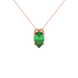 Pear shape emerald green gemstone pendant, rose gold pavé basket setting.