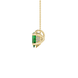 Side profile, yellow gold emerald green pendant, pavé basket gallery.