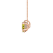 Side profile, rose gold canary yellow pendant, pavé basket gallery.
