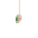 Side profile, rose gold emerald green pendant, pavé basket gallery.