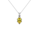 Pear shape canary yellow gemstone pendant, white gold scalloped six-prong setting