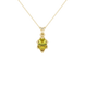 Pear shape canary yellow gemstone pendant, yellow gold scalloped six-prong setting.