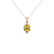 Pear shape canary yellow gemstone pendant, rose gold scalloped six-prong setting.