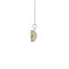 Side profile, white gold canary yellow pendant, scalloped six-prong gallery.