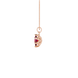 Side profile, rose gold raspberry red pendant, scalloped six-prong gallery.