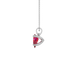 Side profile, white gold raspberry red pendant, surprise diamond gallery.