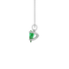 Side profile, white gold emerald green pendant, surprise diamond gallery.