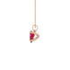 Side profile, rose gold raspberry red pendant, surprise diamond gallery.