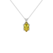 Pear shape canary yellow gemstone pendant, white gold tulip basket setting.