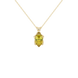 Pear shape canary yellow gemstone pendant, yellow gold tulip basket setting.