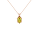 Pear shape canary yellow gemstone pendant, rose gold tulip basket setting.