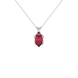 Pear shape raspberry red gemstone pendant, white gold tulip basket setting.