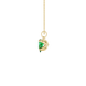 Side profile, yellow gold emerald green pendant, tulip basket gallery.