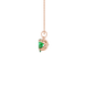 Side profile, rose gold emerald green pendant, tulip basket gallery.