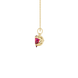 Side profile, yellow gold raspberry red pendant, tulip basket gallery.