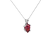 Close-up raspberry red gemstone, white gold tulip basket.