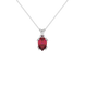 Pear shape raspberry red gemstone pendant, white gold vintage basket setting.