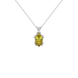 Pear shape canary yellow gemstone pendant, white gold vintage basket setting.