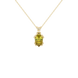 Pear shape canary yellow gemstone pendant, yellow gold vintage basket setting.
