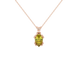 Pear shape canary yellow gemstone pendant, rose gold vintage basket setting.