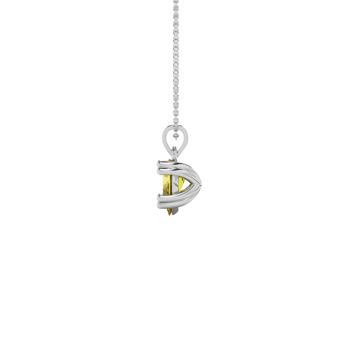 Side profile, white gold canary yellow pendant, vintage basket gallery.