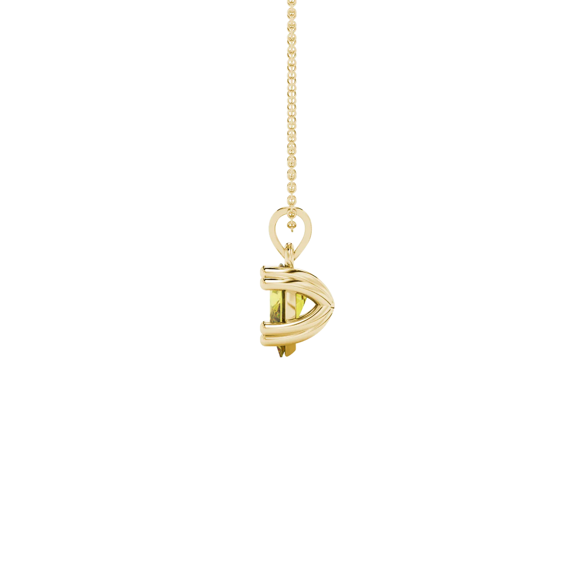 Side profile, yellow gold canary yellow pendant, vintage basket gallery.