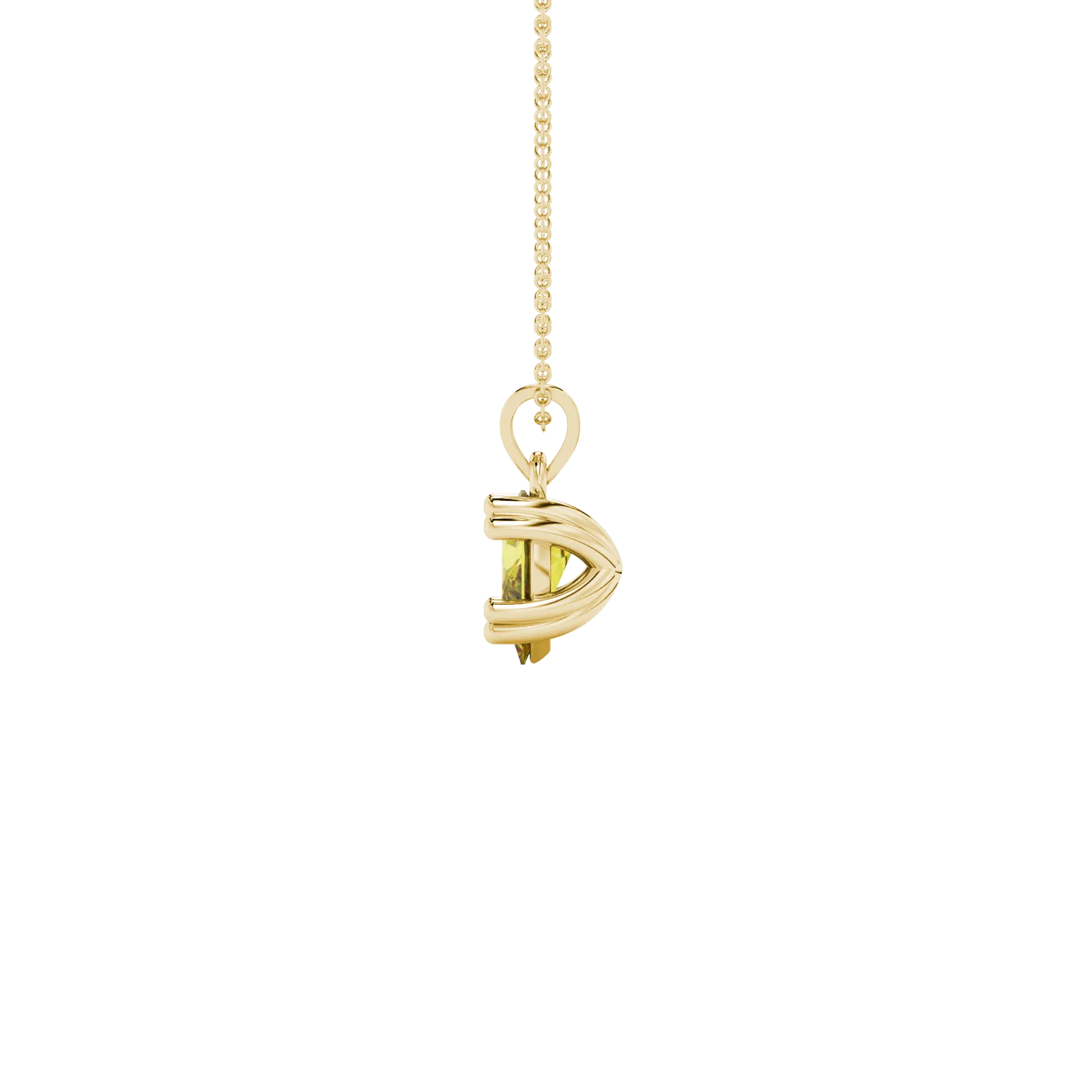 Side profile, yellow gold canary yellow pendant, vintage basket gallery.