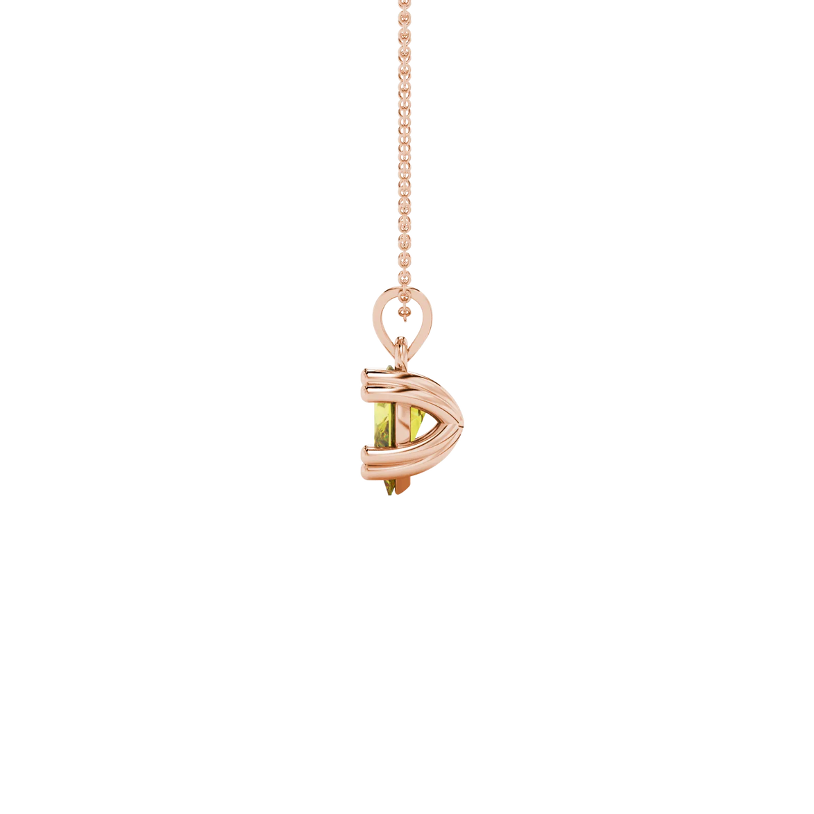Side profile, rose gold canary yellow pendant, vintage basket gallery.