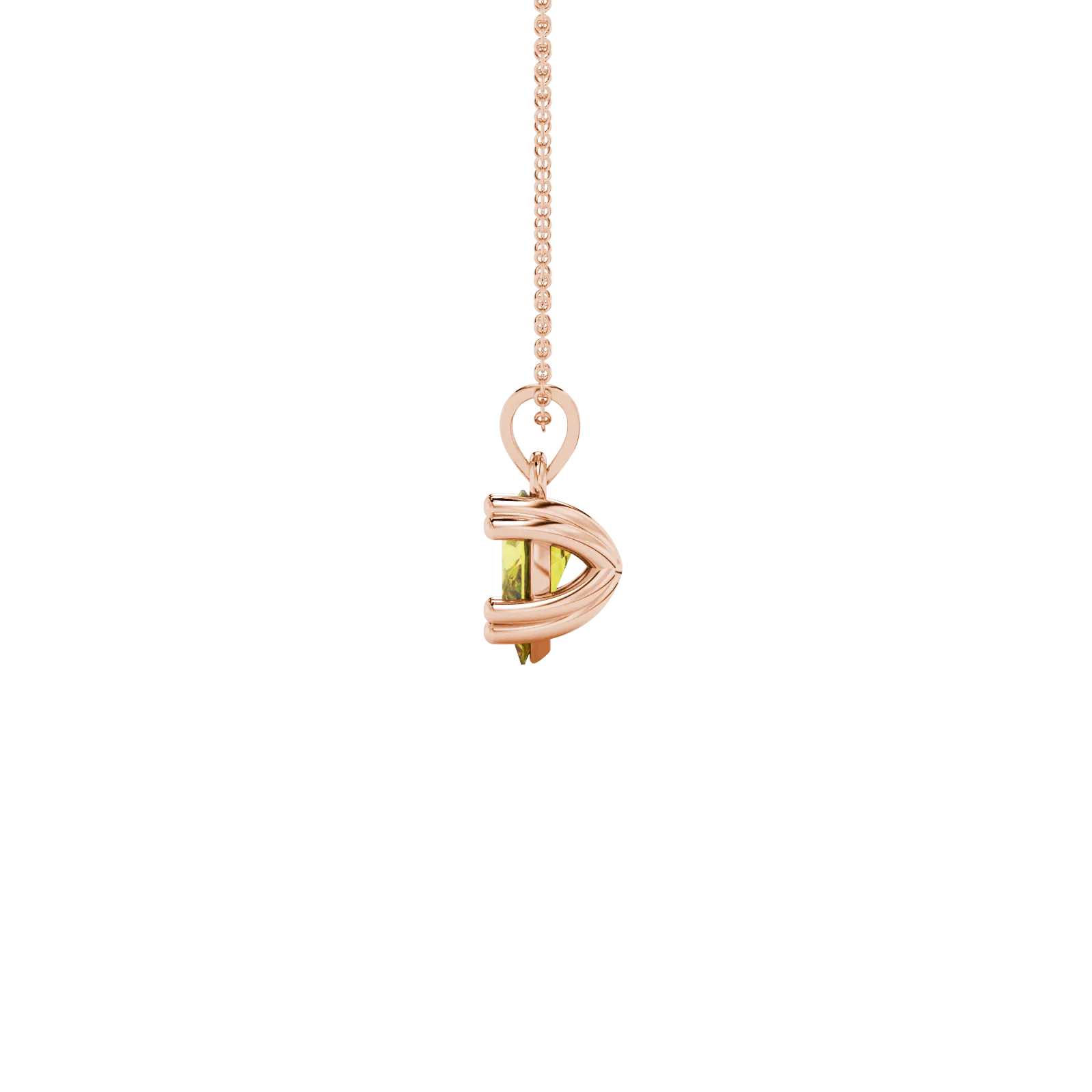 Side profile, rose gold canary yellow pendant, vintage basket gallery.