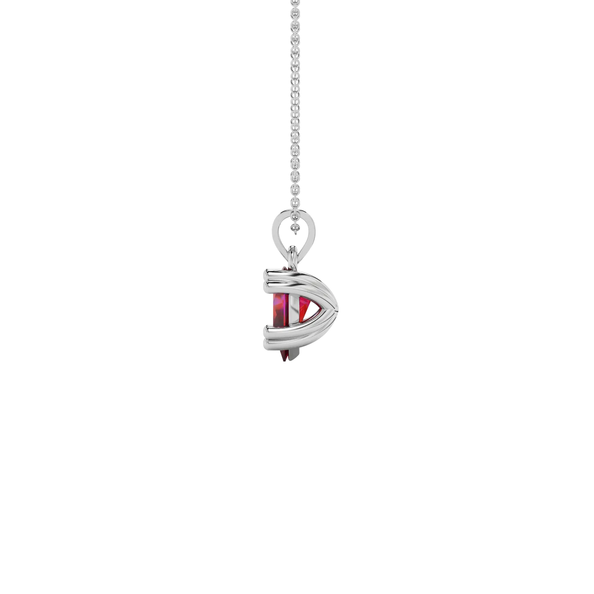 Side profile, white gold raspberry red pendant, vintage basket gallery.