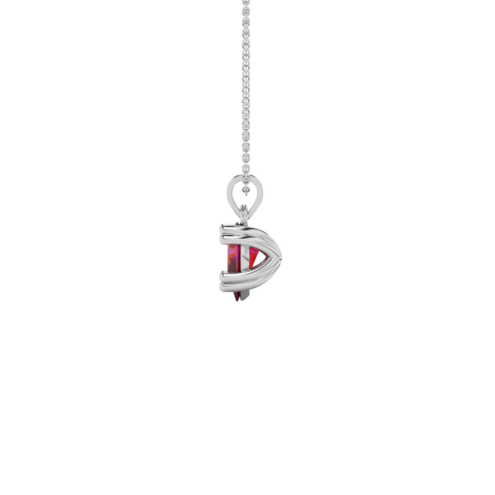 Side profile, white gold raspberry red pendant, vintage basket gallery.