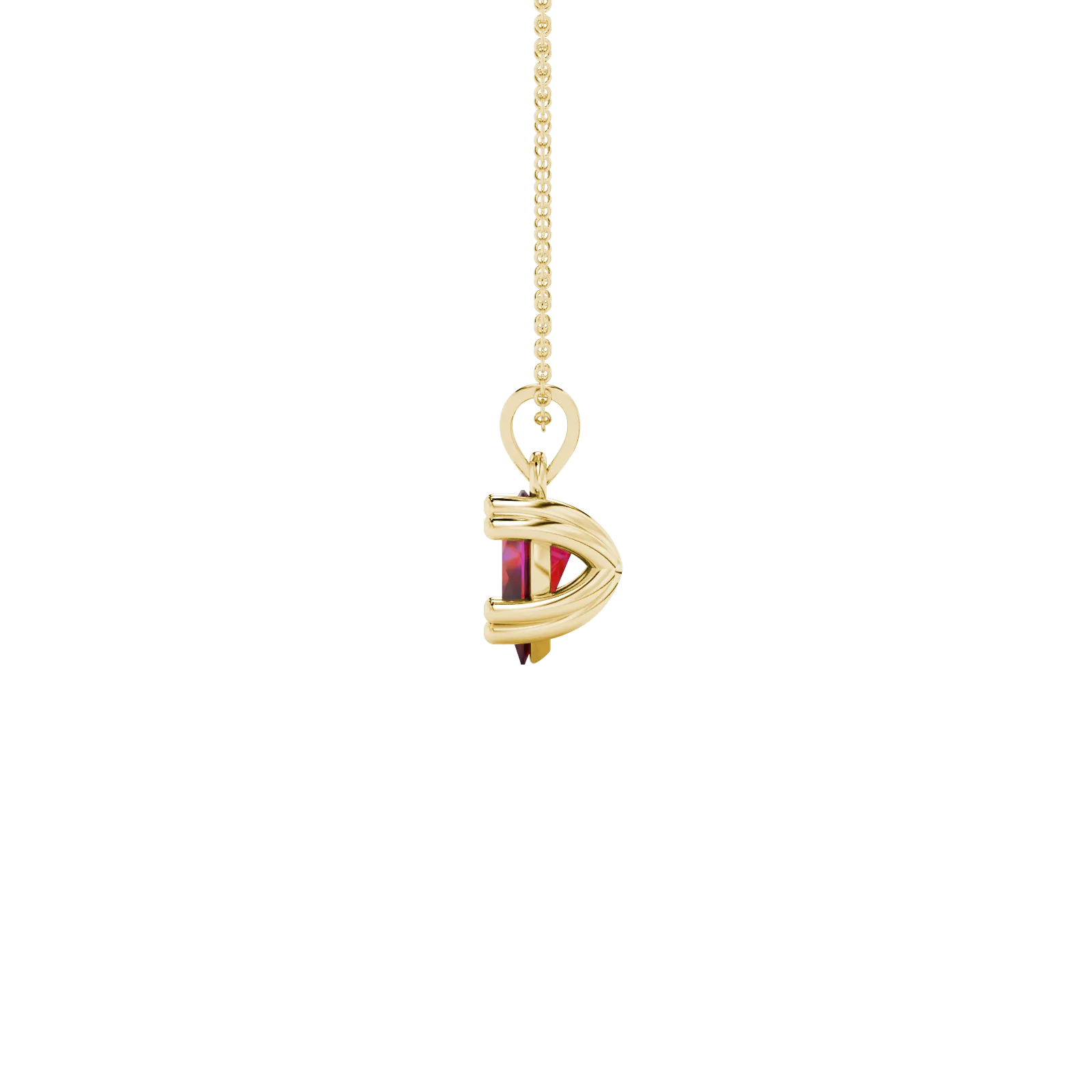 Side profile, yellow gold raspberry red pendant, vintage basket gallery.