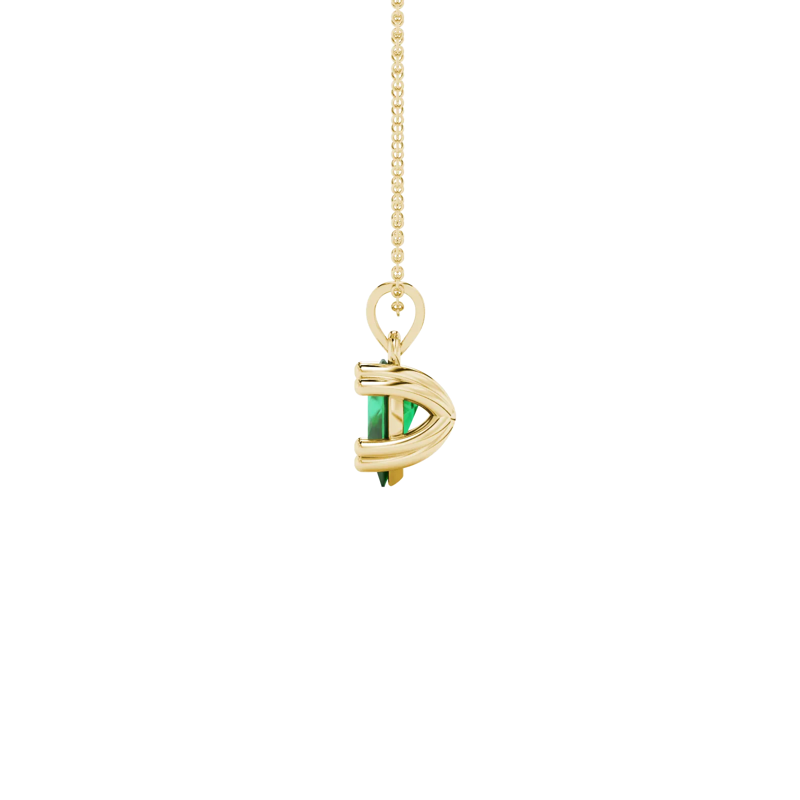 Side profile, yellow gold emerald green pendant, vintage basket gallery.