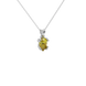 Close-up canary yellow gemstone pendant, white gold vintage basket.