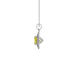 Side profile of a white gold canary yellow gemstone pendant showing the brilliant falling edge halo design.