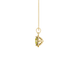 Side angle of a yellow gold canary yellow gemstone pendant displaying the French pavé halo.