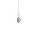 Side view of a white gold emerald green gemstone pendant featuring a brilliant French pavé halo.