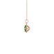 Side angle of a rose gold emerald green gemstone pendant showcasing the French pavé halo design.